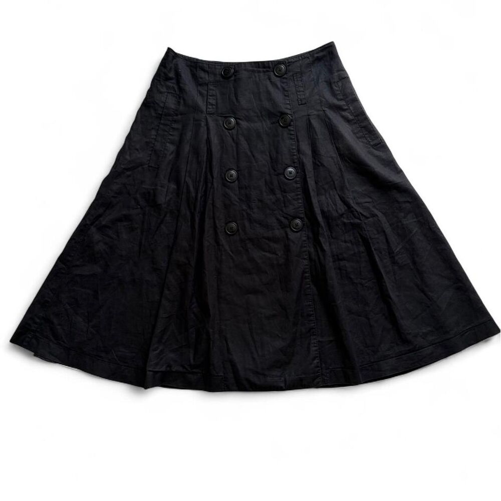 H&M black midi skirt with button detail size 4